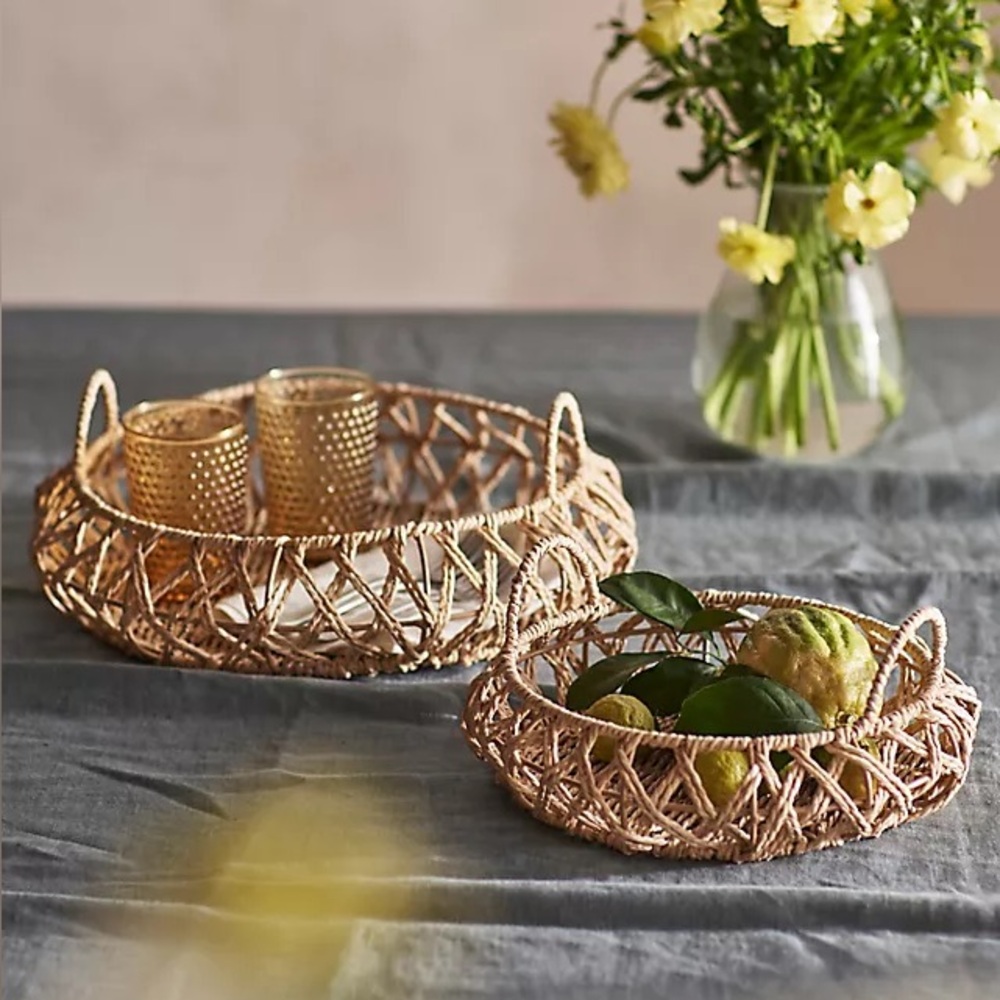 Anthropologie CROSSWEAVE CIRCLE TRAYS, SET OF 2 Style No.  86685864